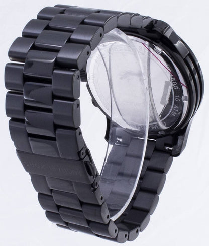Refurbished Michael Kors Runway Chronograph Stainless Steel Black Dial Quartz MK8157 100M Men's Watch