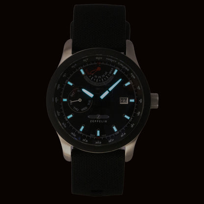 Zeppelin Night Cruise Rubber Strap Black Dial Automatic 72622 100M Men's Watch