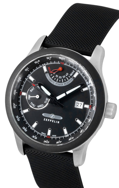 Zeppelin Night Cruise Rubber Strap Black Dial Automatic 72622 100M Men's Watch