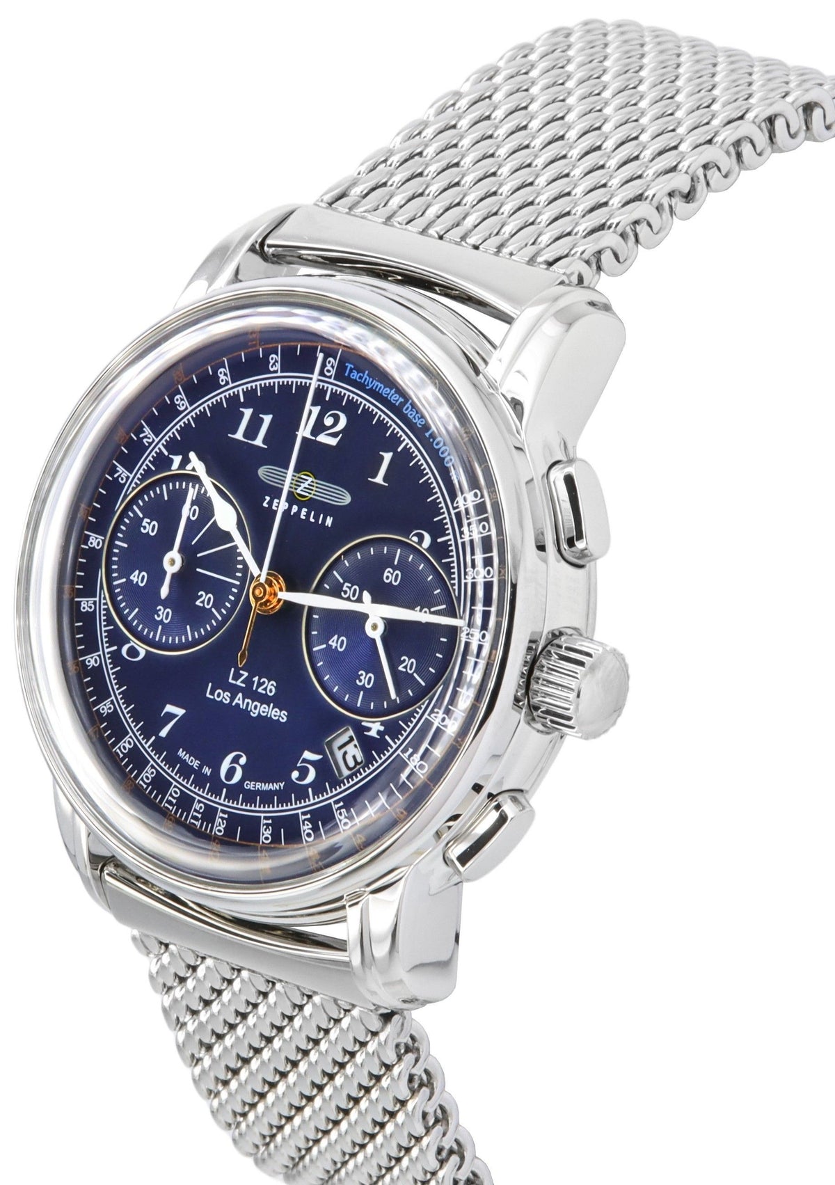 Zeppelin LZ126 Los Angeles Chronograph Stainless Steel Blue Dial Quartz 7614M3 Men's Watch