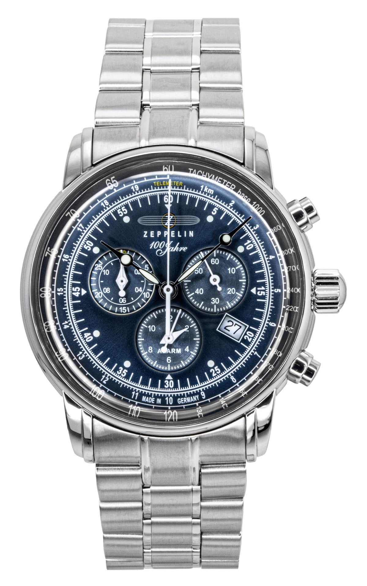 Zeppelin 100 Jahre Chronograph Stainless Steel Blue Dial Quartz 7680MB3 Men's Watch