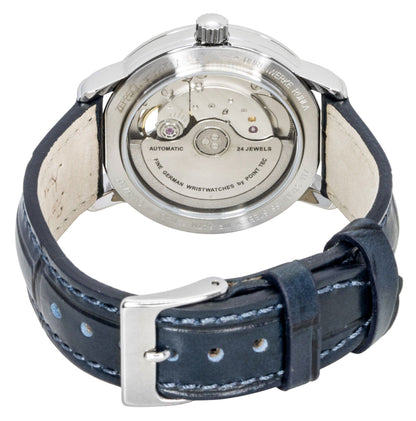 Zeppelin Friedrichshafen Leather Strap Open Heart Silver Dial Automatic 85671 Men's Watch