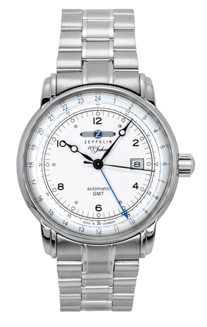 Zeppelin 100 Jahre GMT Stainless Steel Silver Dial Automatic 8666MB1 Men's Watch