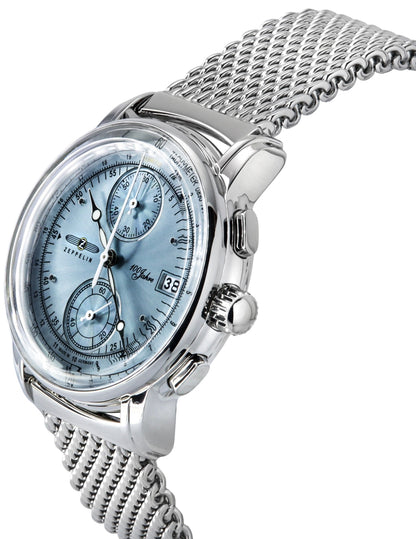 Zeppelin 100 Jahre Ed 1 Chronograph Ice Blue Dial Quartz 8670M4 Men's Watch