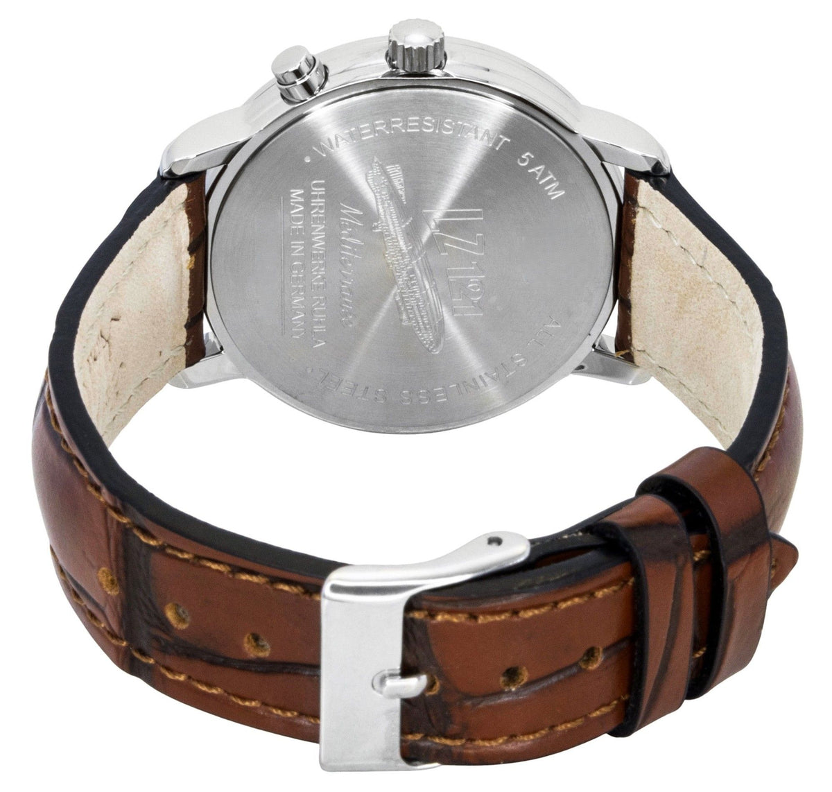 Zeppelin 100 Jahre Mediterranee Moonphase Leather Strap Blue DIal Quartz 96373 Men's Watch
